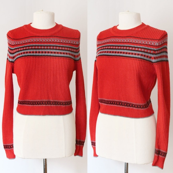 Urban Outfitters Sweaters - UO BDG Red Aspen Fair Isle Crewneck Crop Sweater